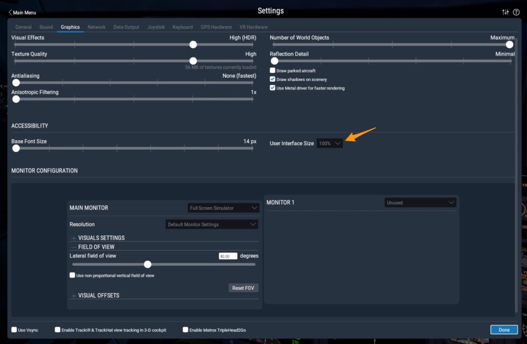 User Interface Size in X-Plane 11.50