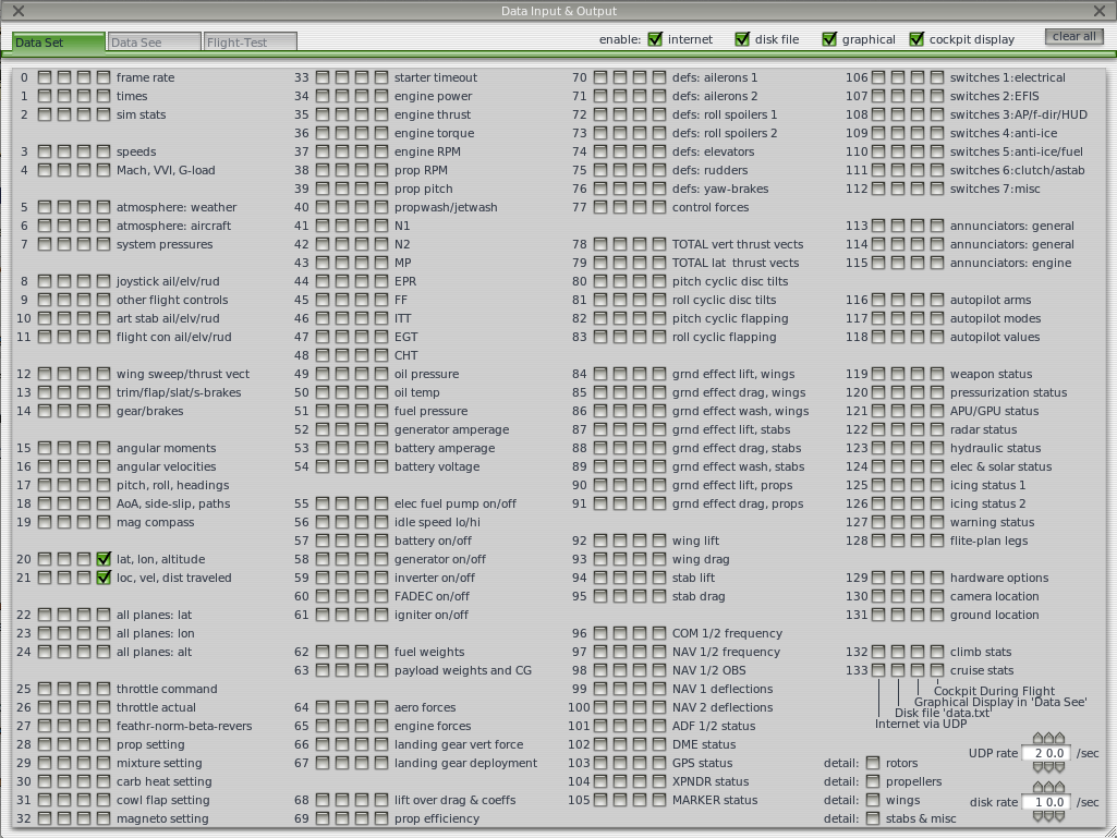 location data input output screen x-plane